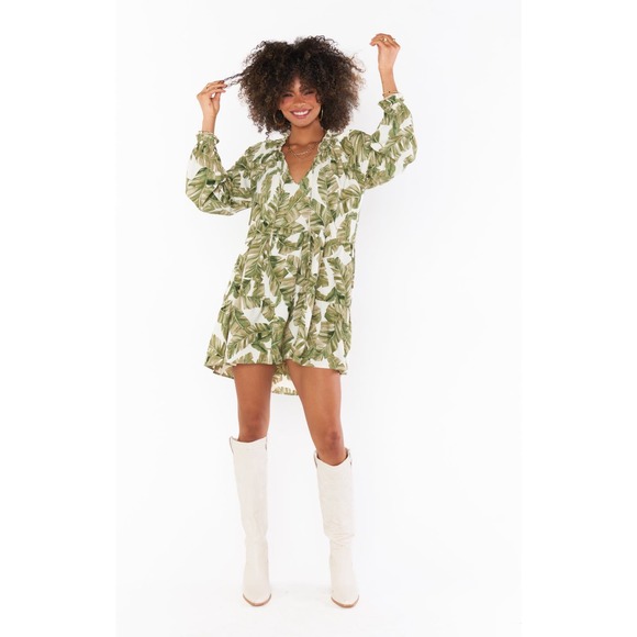 Show Me Your MuMu Dresses & Skirts - Show Me Your MuMu Birdie Green Majestic Palms Print Mini Dress 2XL